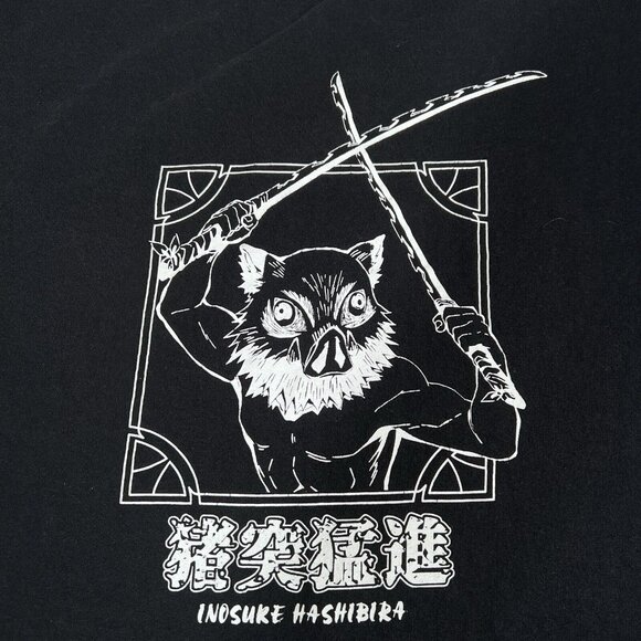Demon Slayer T-Shirt Mens Large Black Inosuke Hashibira - Picture 2 of 5